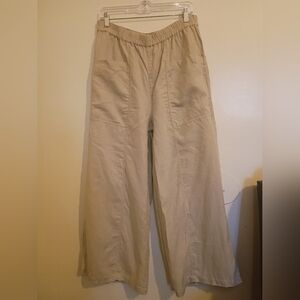 Calme Johnny Was Wide Leg 100% Linen Pants Sz M